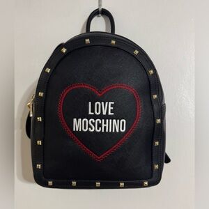 Moschino Black and Red Heart Backpack